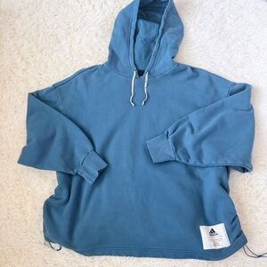 Oversized Adidas Blue Cinch Waist Hoodie